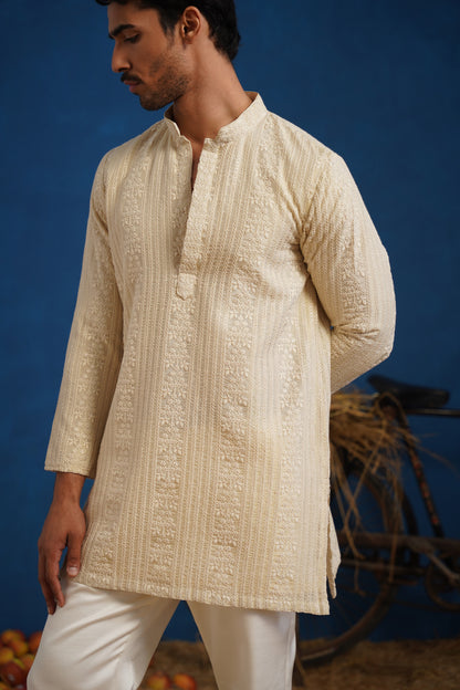DAKSH BEIGE SHORT KURTA SET