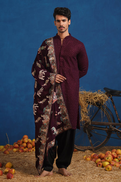 LOKESH WINE KURTA SET