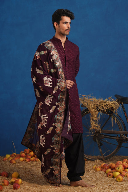 LOKESH WINE KURTA SET