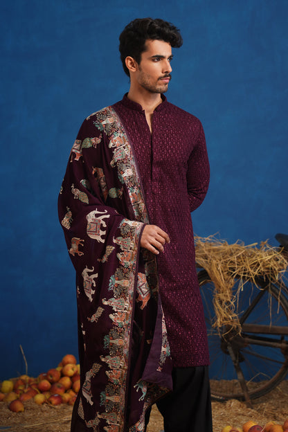 LOKESH WINE KURTA SET