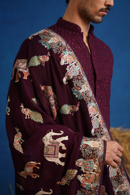 LOKESH WINE KURTA SET