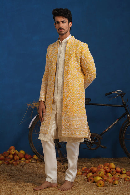 TEJASVI CUTDANA HALDI SHERWANI SET
