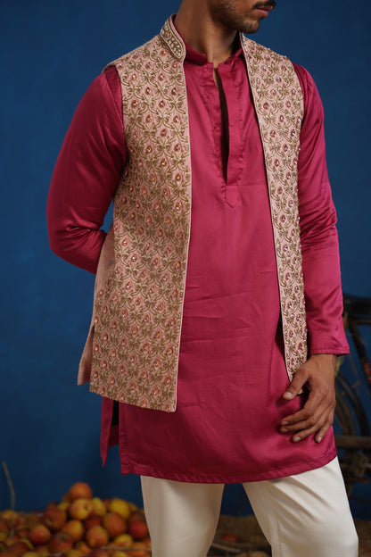 TRILOK PINK SHORT KURTA JACKET SET