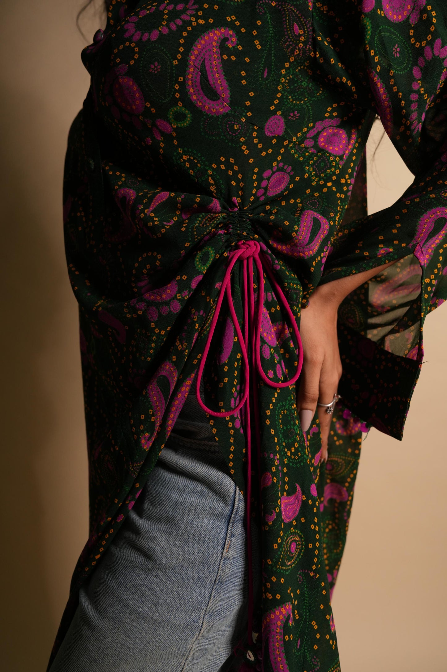 BERRY-MATCHA PAISLEY CORE SHIRT DRESS