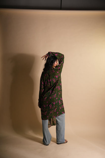 BERRY-MATCHA PAISLEY CORE SHIRT DRESS