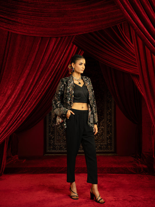 FULLY VINTAGE EMBROIDERED STYLISED JACKET WITH PANT & BUSTIER