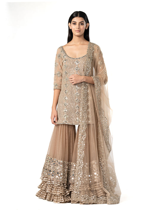 PASTEL EMBELLISHED KURTA AND SHARARA