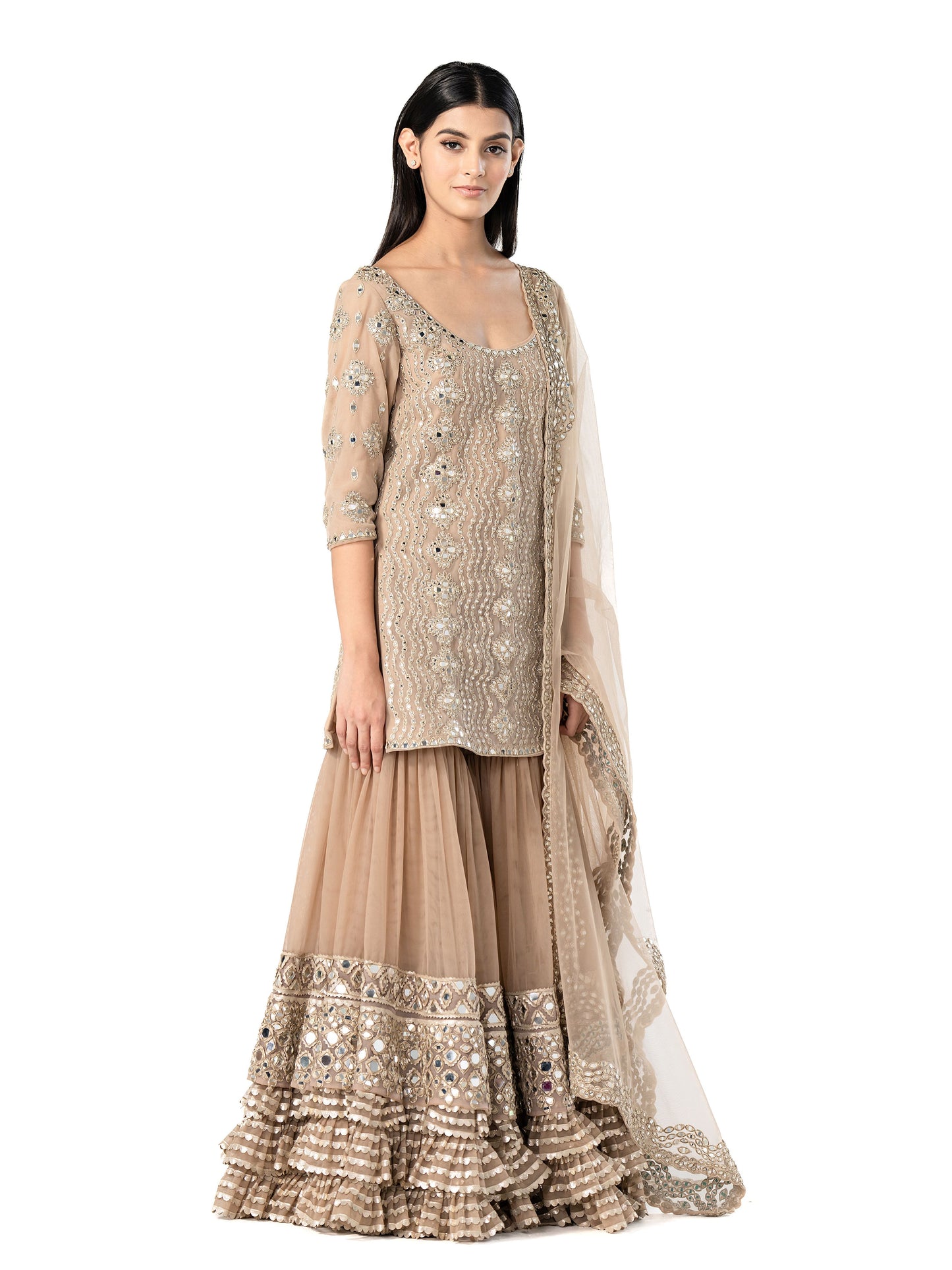 PASTEL EMBELLISHED KURTA AND SHARARA