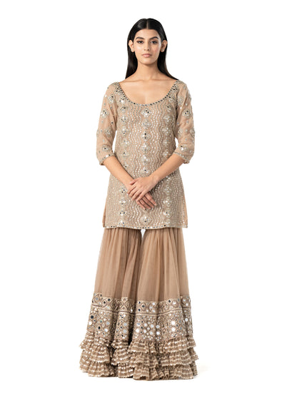 PASTEL EMBELLISHED KURTA AND SHARARA