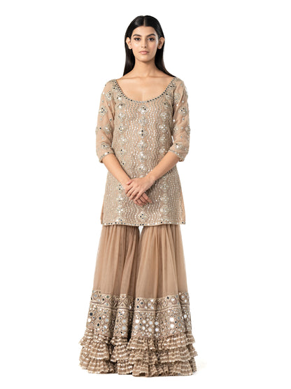 PASTEL EMBELLISHED KURTA AND SHARARA