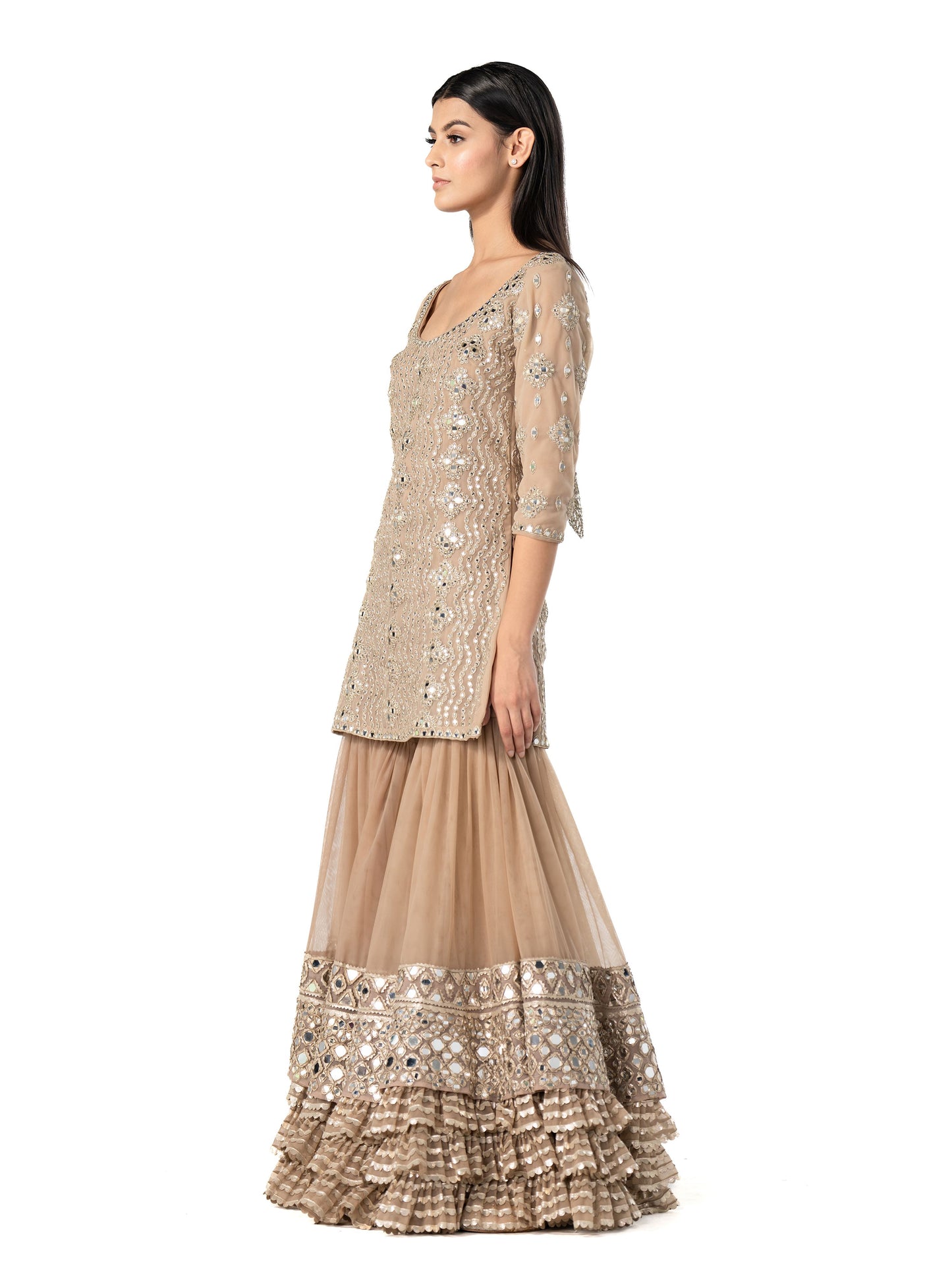 PASTEL EMBELLISHED KURTA AND SHARARA