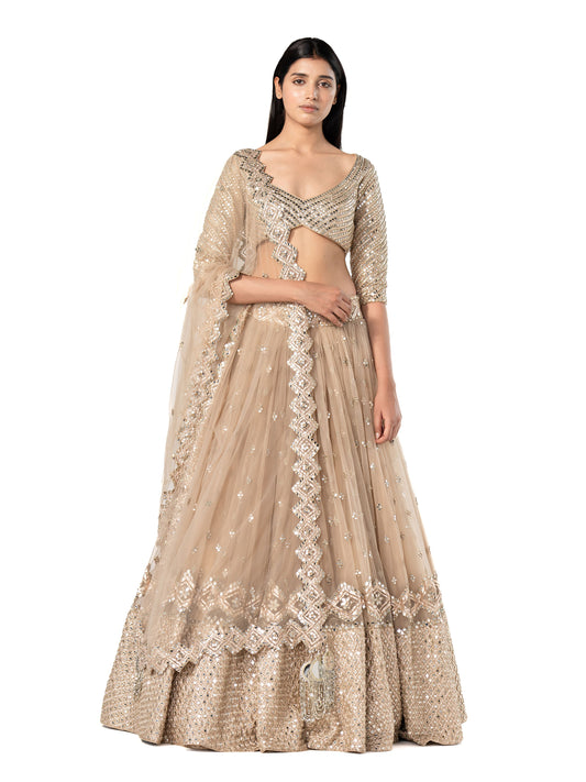 GOLDEN EMBELLISHED LEHENGA SET