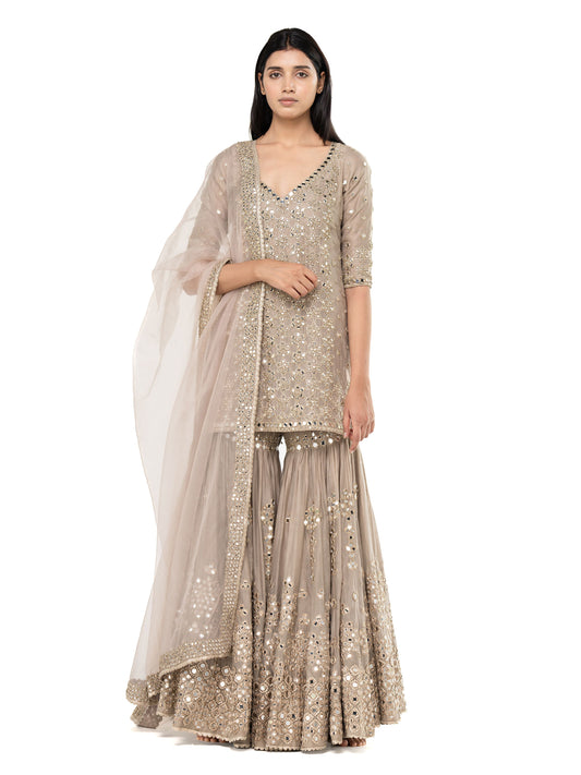 BEIGE KURTA AND SHARARA