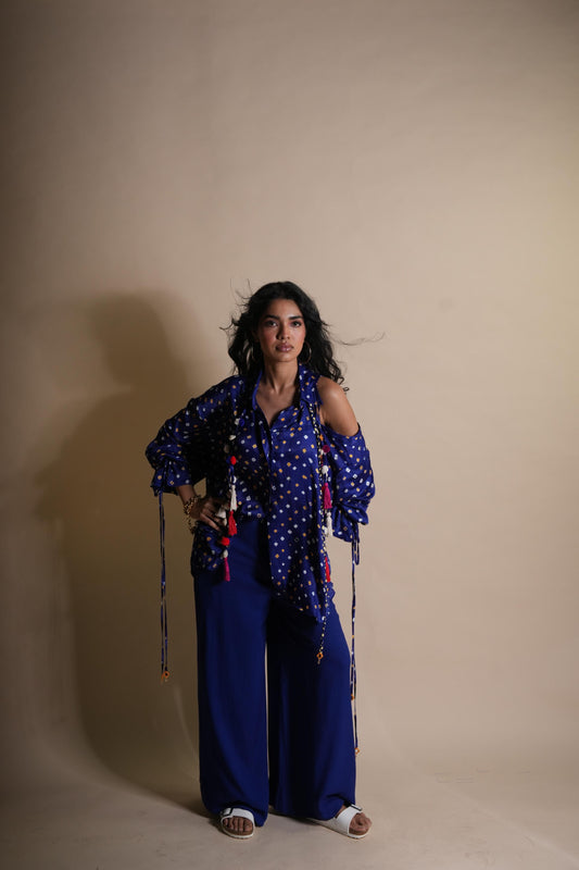 PEEK-A-BLUE BANDHINI SHIRT
