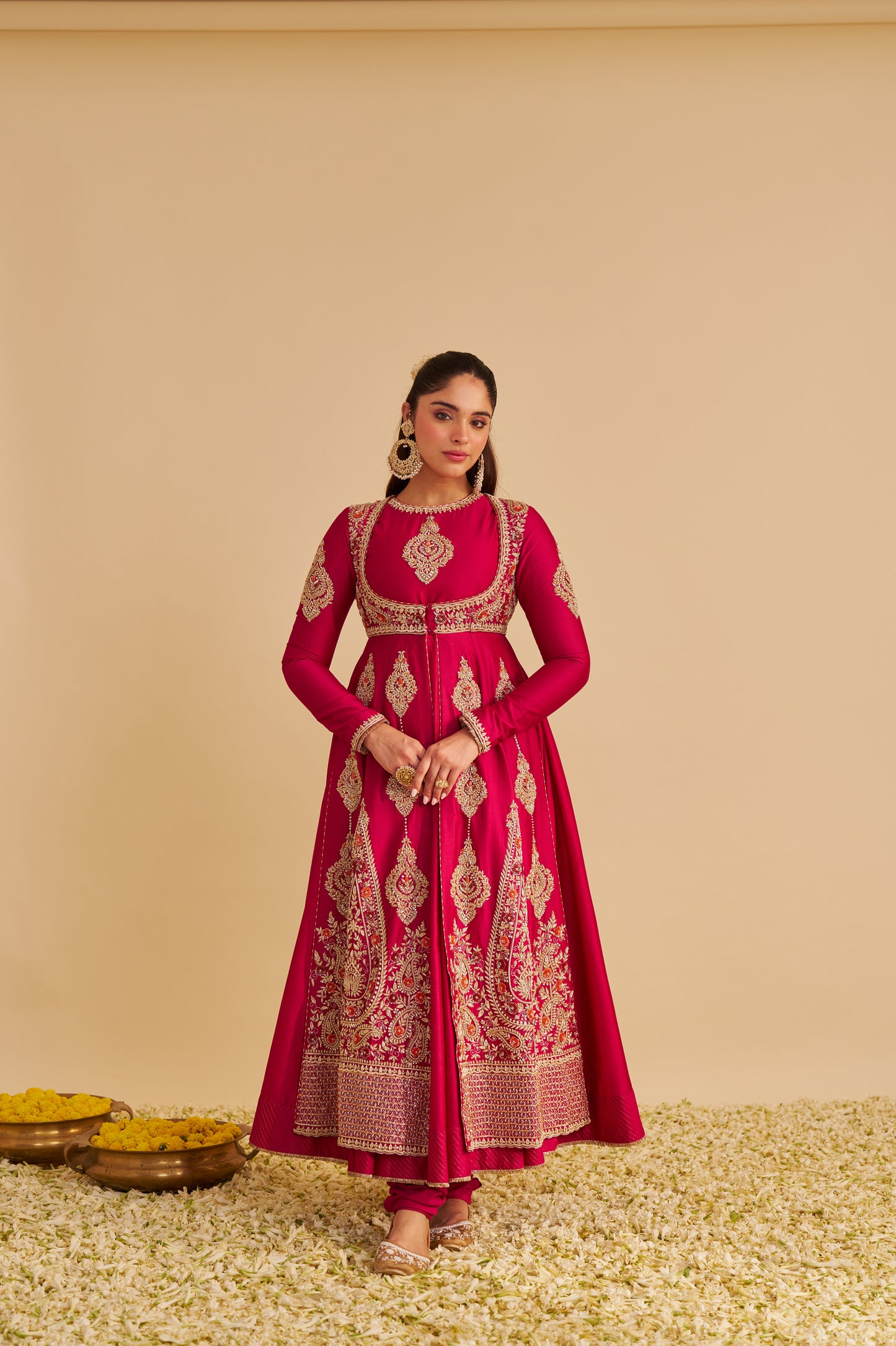 ZAINAH - DABKA ZARDOZI EMBROIDERED SILK HOTPINK ANARKALI SET