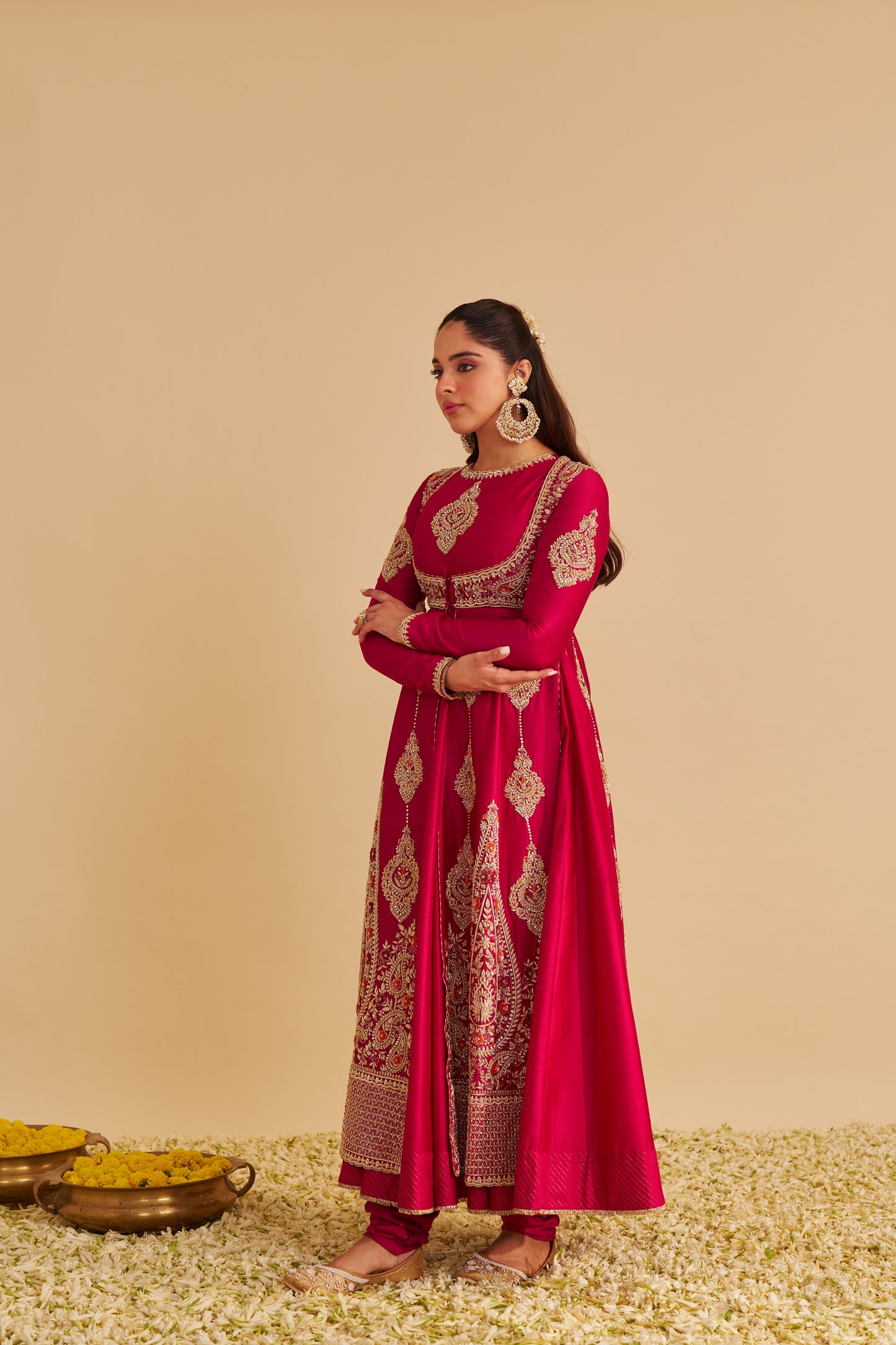 ZAINAH - DABKA ZARDOZI EMBROIDERED SILK HOTPINK ANARKALI SET