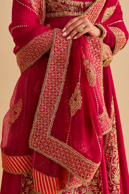 ZAINAH - DABKA ZARDOZI EMBROIDERED SILK HOTPINK ANARKALI SET