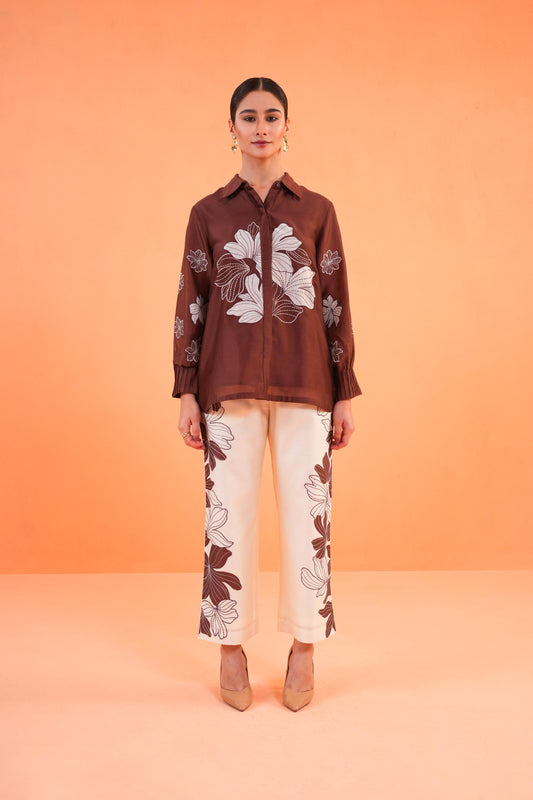 ORIGANI BROWN-IVORY NOIR CO ORD SET