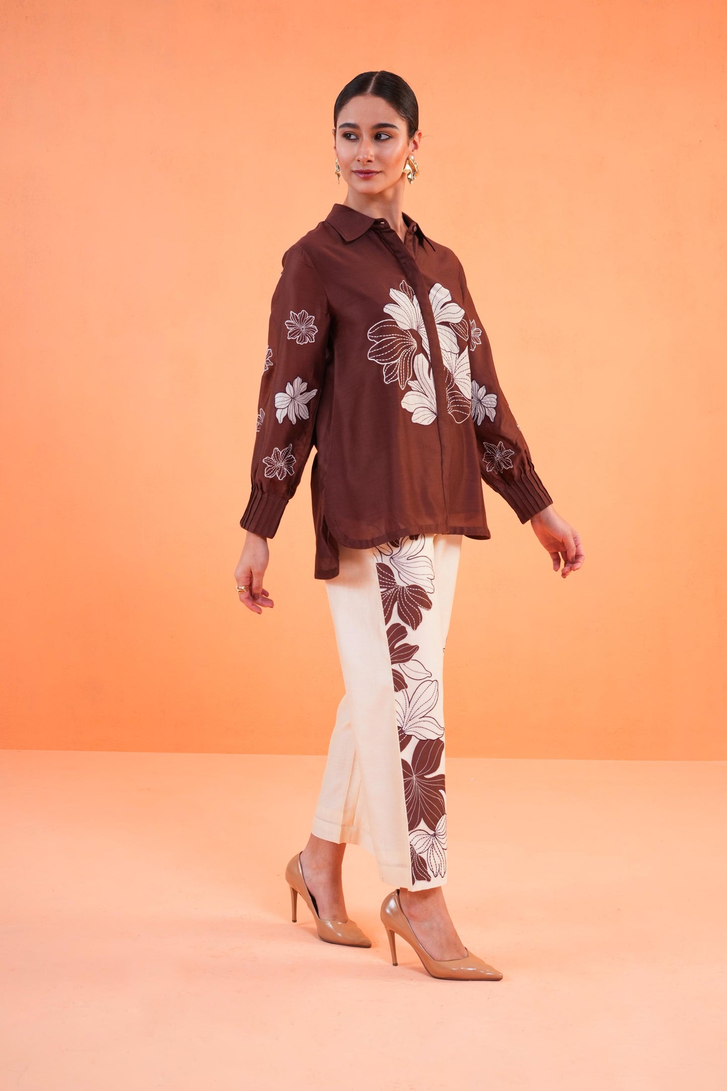 ORIGANI BROWN-IVORY NOIR CO ORD SET