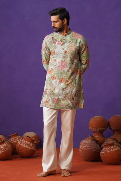 ZORAIN SKY BLUE SHORT KURTA SET