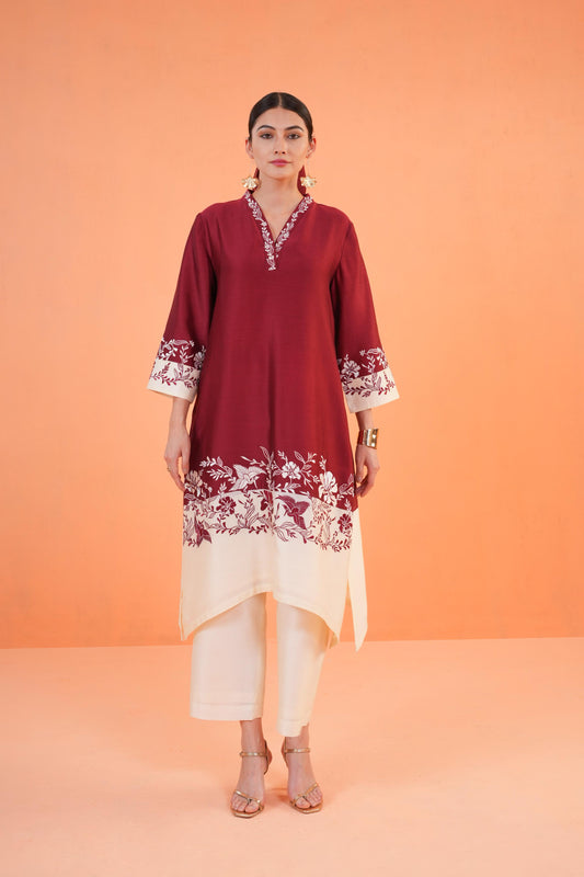 ORIGANI MAROON ETERNAL SUIT SET