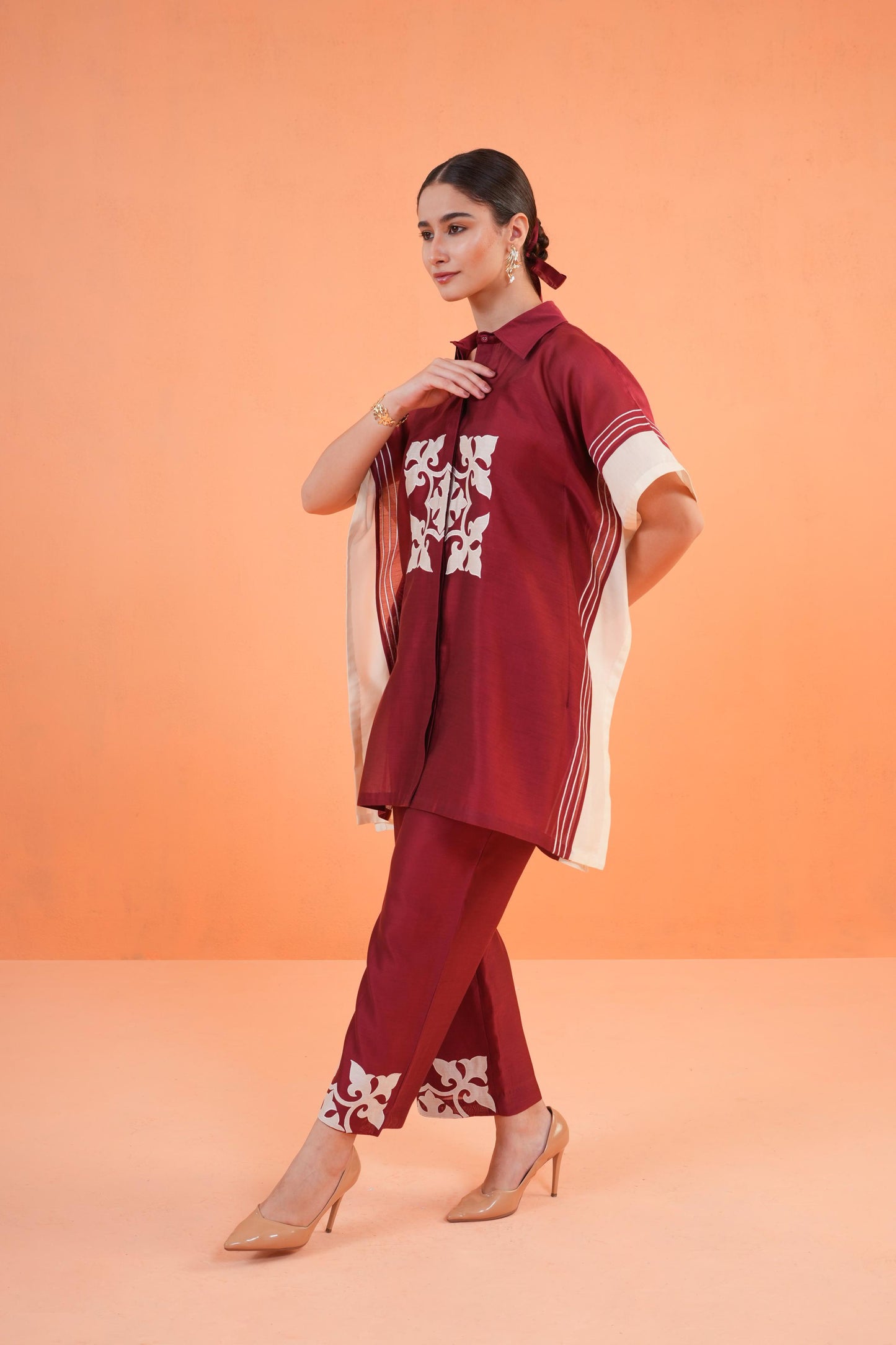 ORIGANI MAROON MEDINA TUNIC SET