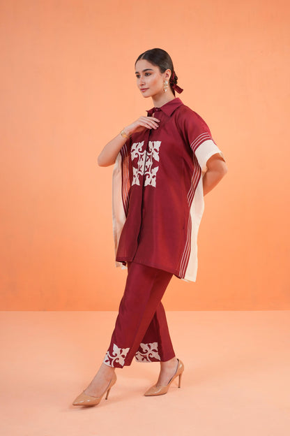 ORIGANI MAROON MEDINA TUNIC SET