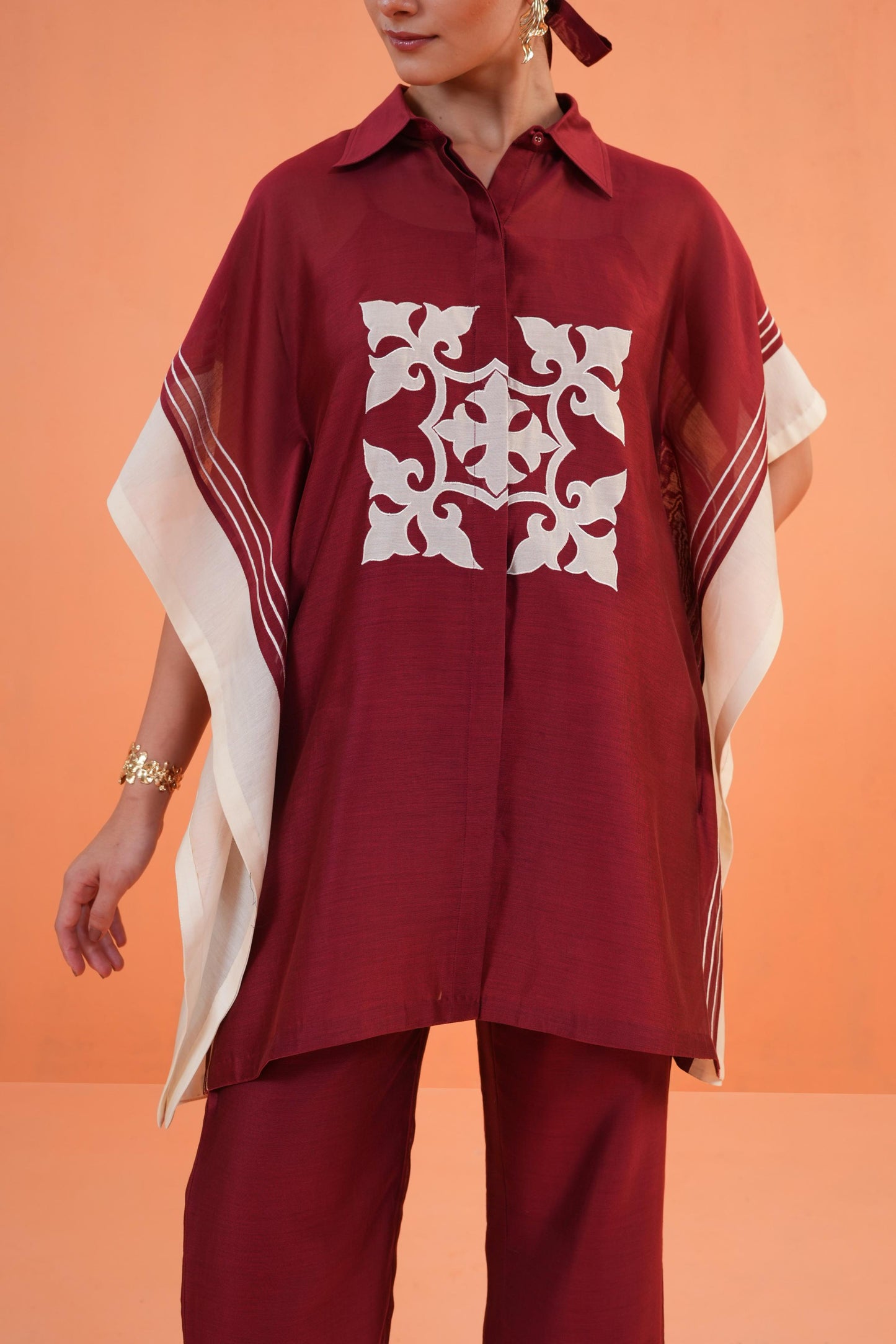 ORIGANI MAROON MEDINA TUNIC SET