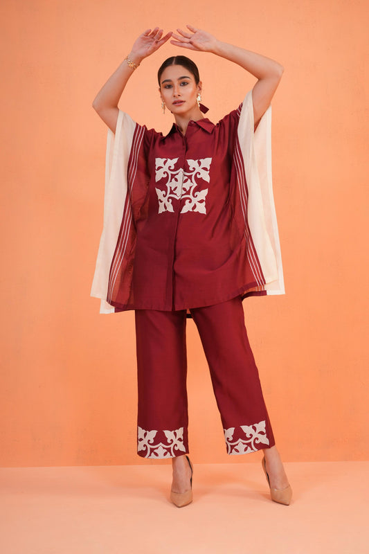 ORIGANI MAROON MEDINA TUNIC SET
