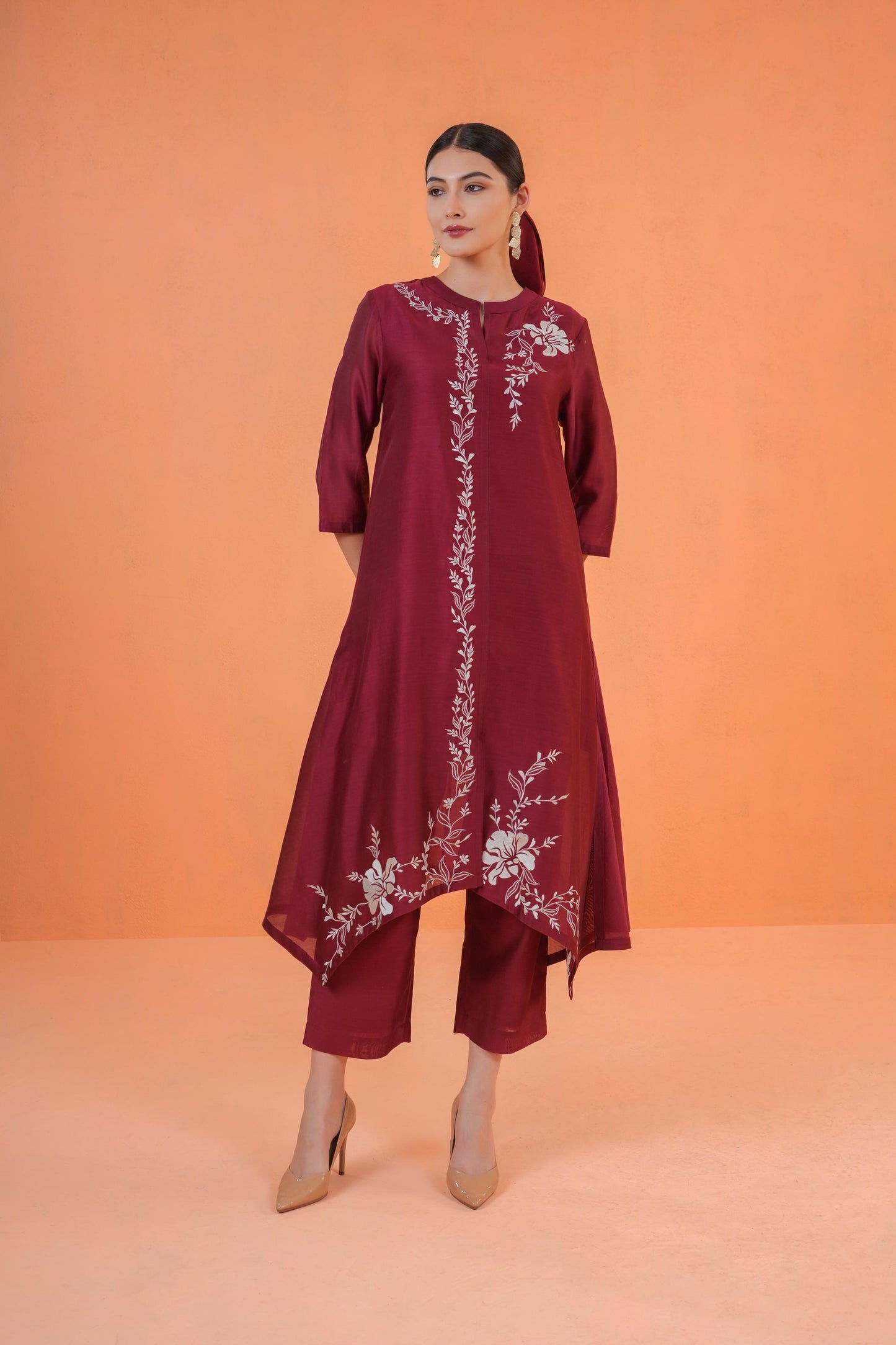 ORIGANI MAROON MIRAGE SUIT SET