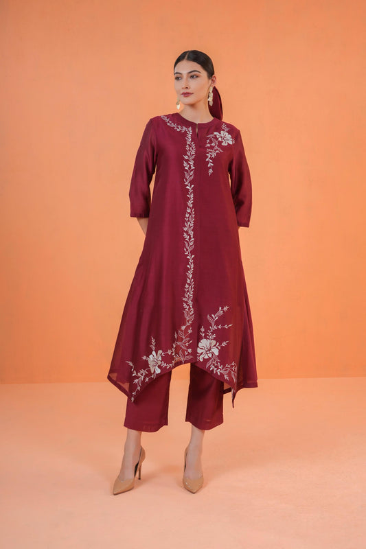 ORIGANI MAROON MIRAGE SUIT SET