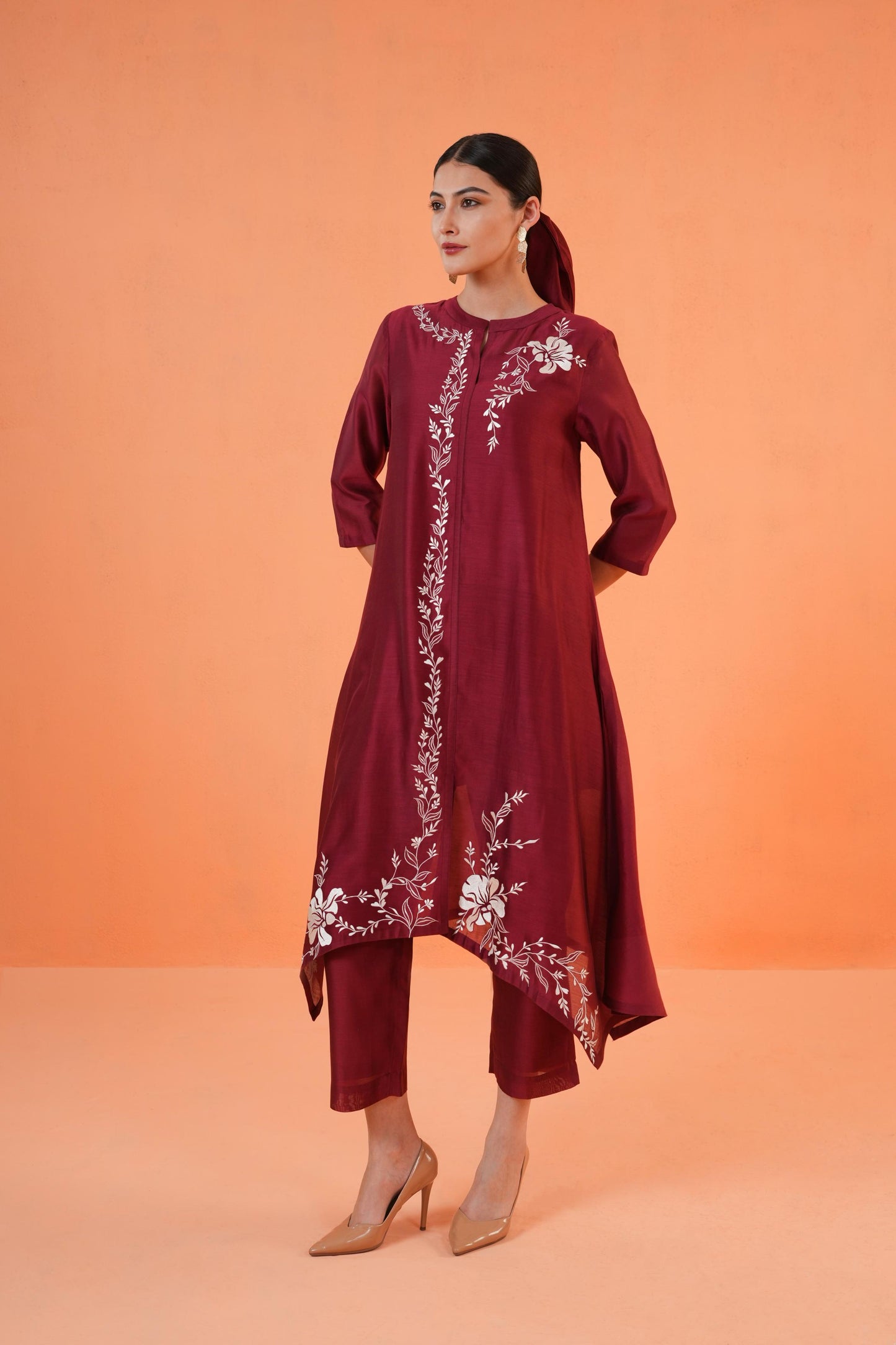 ORIGANI MAROON MIRAGE SUIT SET