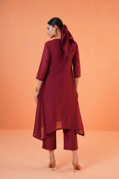 ORIGANI MAROON MIRAGE SUIT SET
