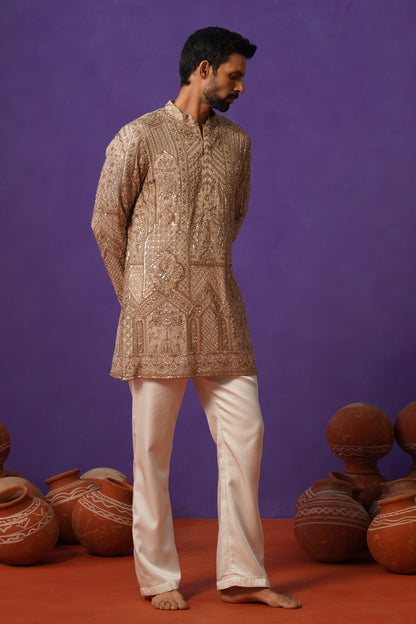 ZAFRAN CHIKU SHORT KURTA SET
