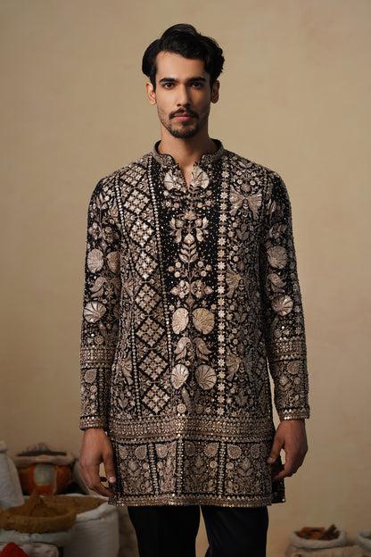 SANJH BLACK SHORT KURTA SET