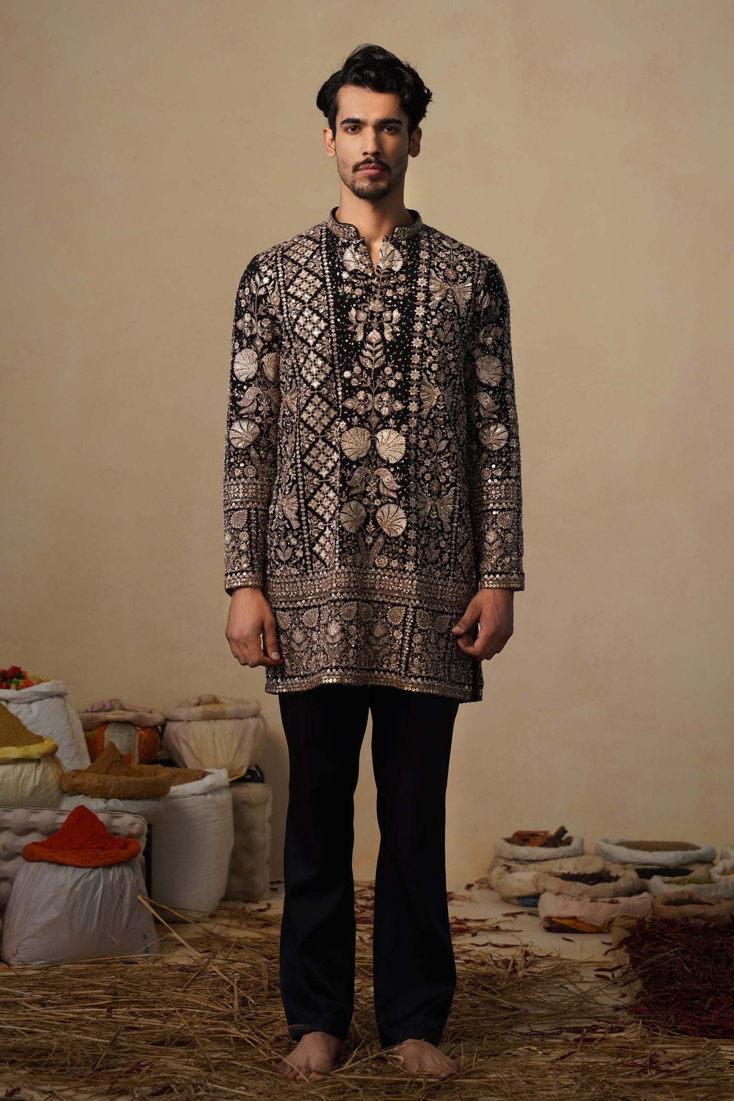 SANJH BLACK SHORT KURTA SET