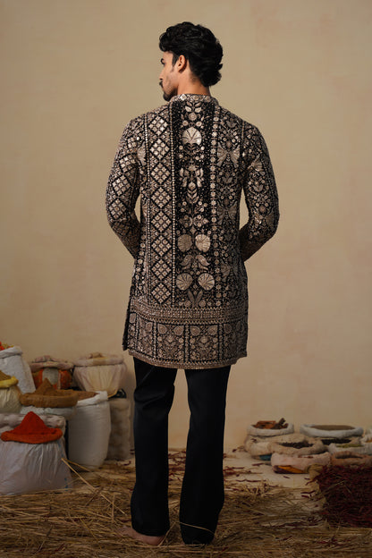 SANJH BLACK SHORT KURTA SET