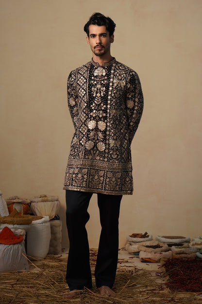 SANJH BLACK SHORT KURTA SET
