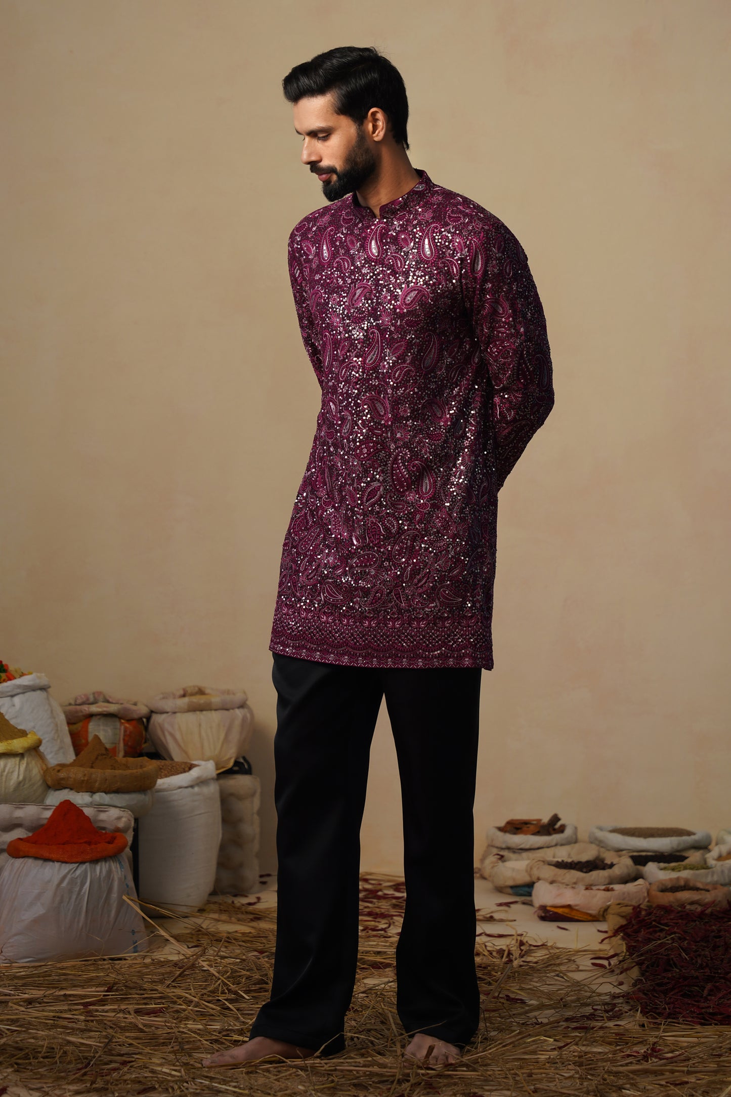 SITAARA WINE SHORT KURTA SET