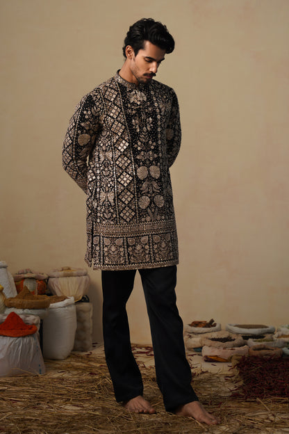 SANJH BLACK SHORT KURTA SET