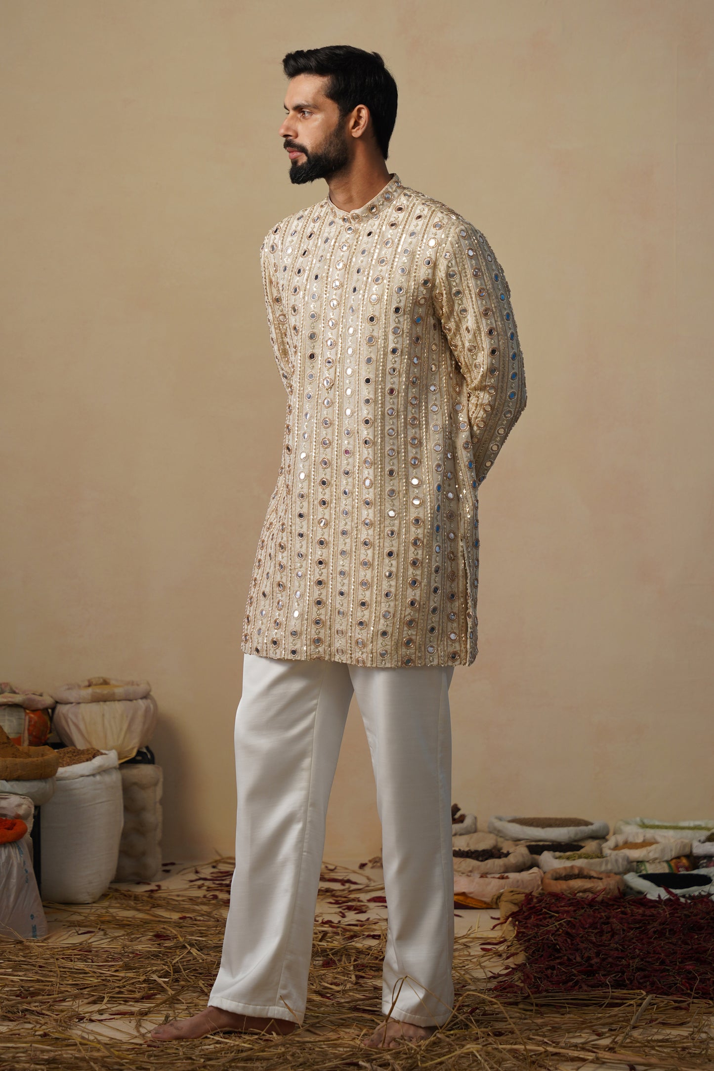 SHEESHA CUTDANA GOLD SHORT KURTA SET