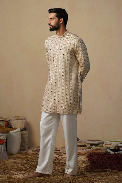 SHEESHA CUTDANA GOLD SHORT KURTA SET