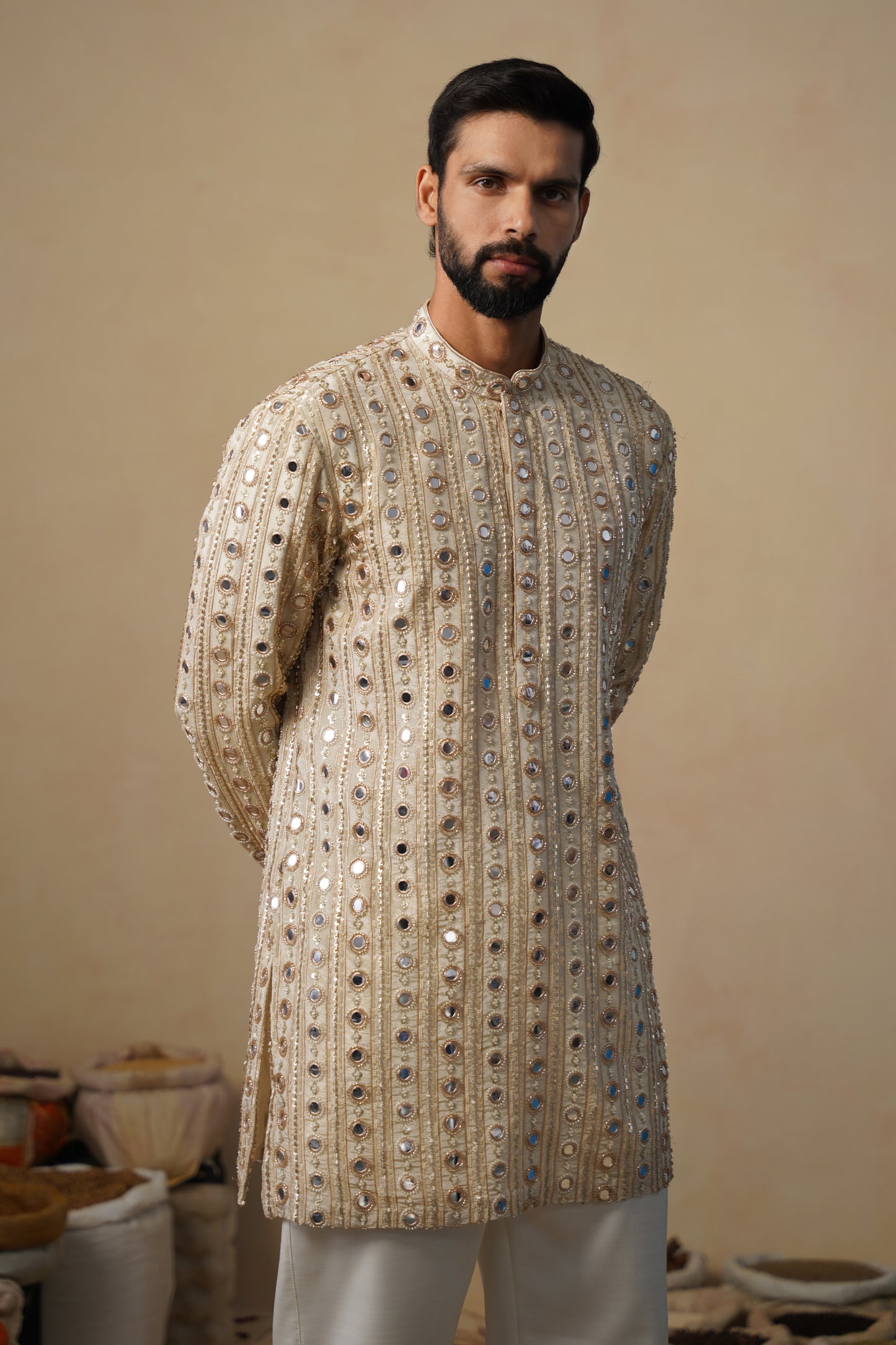 SHEESHA CUTDANA GOLD SHORT KURTA SET