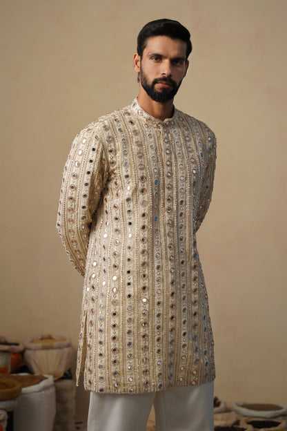 SHEESHA CUTDANA GOLD SHORT KURTA SET