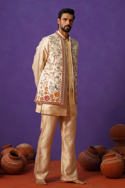 KAIRAV IVORY SHORT KURTA JACKET SET