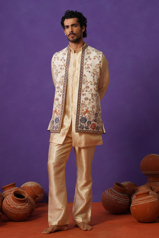 OJAS IVORY SHORT KURTA JACKET SET