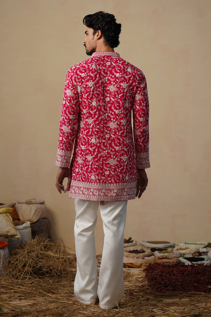 GULBAHAAR HOT PINK SHORT KURTA SET