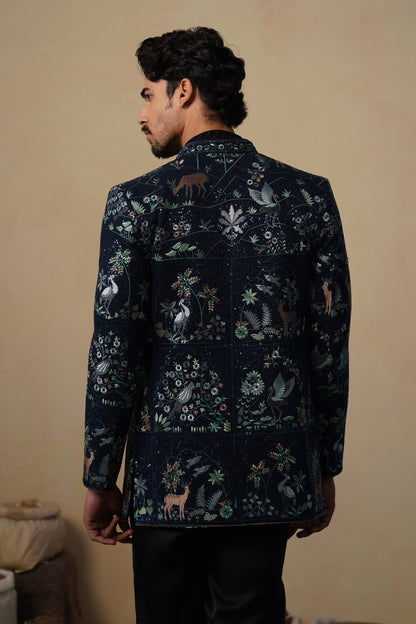 PRABAL NAVY BLUE JODHPURI SET