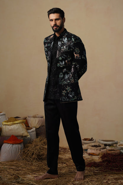 PRABAL BLACK JODHPURI SET