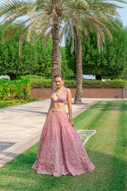 VICTORIA ROSE PINK LEHENGA SET